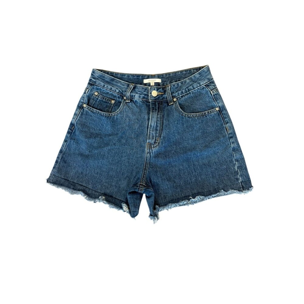 Veveret High Waist Cotton Denim Shorts Raw Hem Womens Medium
